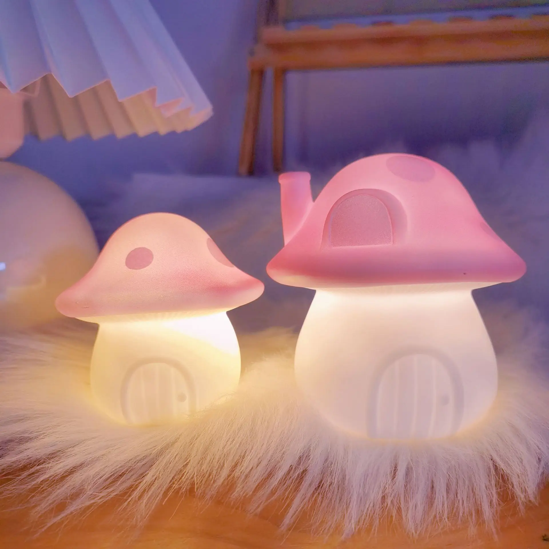 

Kawaii Mushroom LED Light Artistic Creative Decoration Desk Lamp For Room Wireless Kids Night Light Cute Electronic Candle