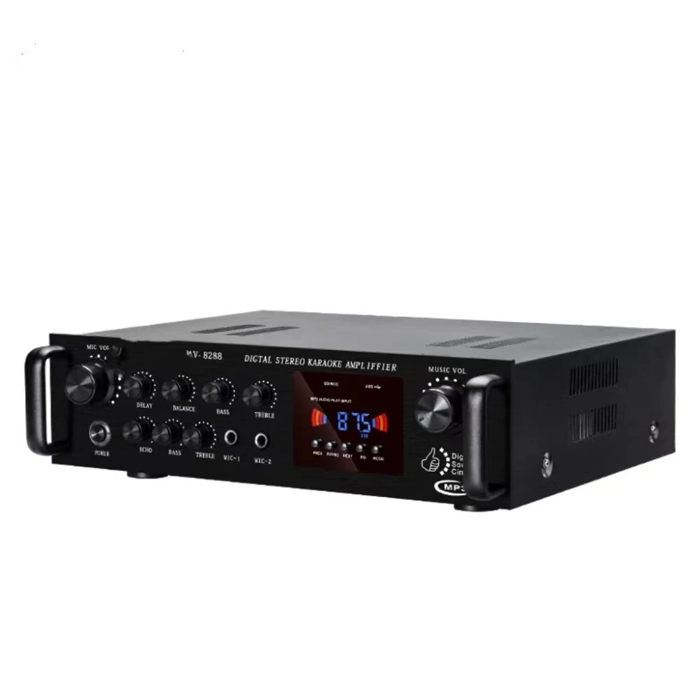 High power built-in Bluetooth 12V-220V coaxial power amplifier with fiber optic for home vehicle use