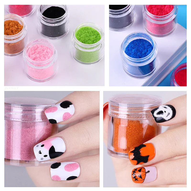 Vibrant Velvet Nail Art Glitter Powder - 10 Rich Colors for DIY Manicure & UV Gel Polish, 10ml