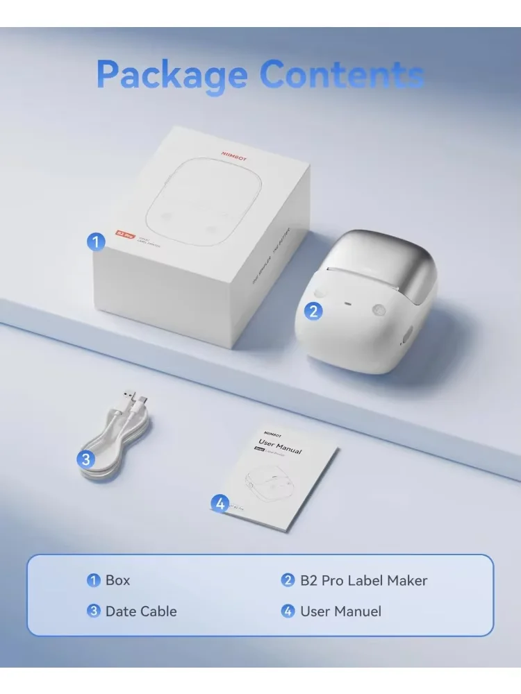 새로운 Niimbot B2 Pro 300dpi 열전사 라벨 메이커(테이프 라벨 기계 포함) 소매용 레드 블랙 듀얼 컬러 인쇄/사진 프린터