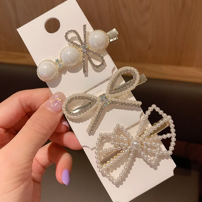 2022 New Sweet Fashion Bow Pearl Hairpin Headgear Girl Bangs Side Clip Side Back Head Ear Hairpin Clip Side Clip виниловая пластинка bangs chris talbot mick back to business 5051083176620