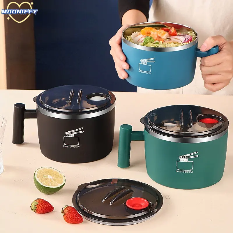 Instant Noodle Bowl 304 Stainless Steel Lunch Box with Handle Bento Box Food  Thermos Office Worker Student Kid's Lunch Box - AliExpress