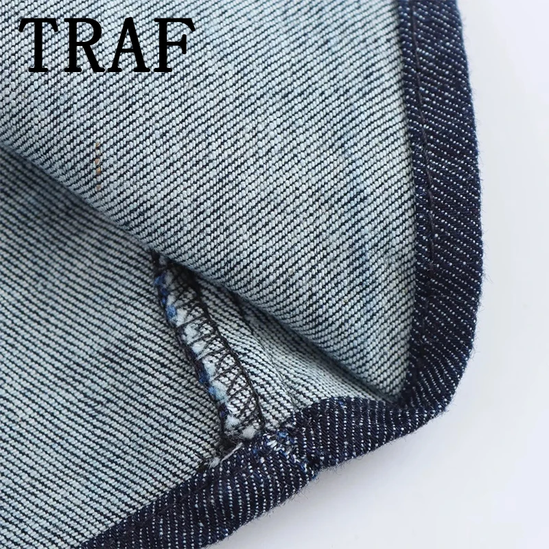 فستان TRAF من قماش الدنيم للنساء لربيع وصيف فساتين...