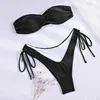 Push Up Bikinis Micro Thong Bikini Set Bandeau Beachwear High Cut Swimsuit Women 2025 Summer Brazilian Biquini Beach Wear