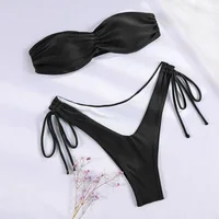 Push Up Bikinis Micro Thong Bikini Set Bandeau Beachwear High Cut Swimsuit Women 2025 Summer Brazilian Biquini Beach Wear