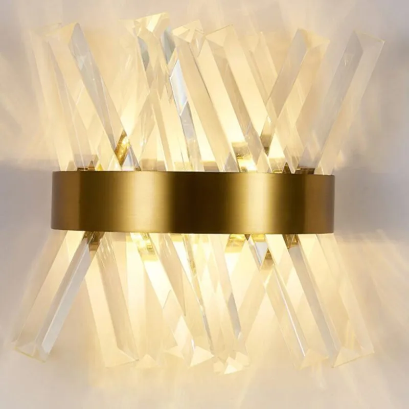 

Crystal wall light fixture bedroom beside gold wall lamps AC 90-260V bathroom led wall sconce