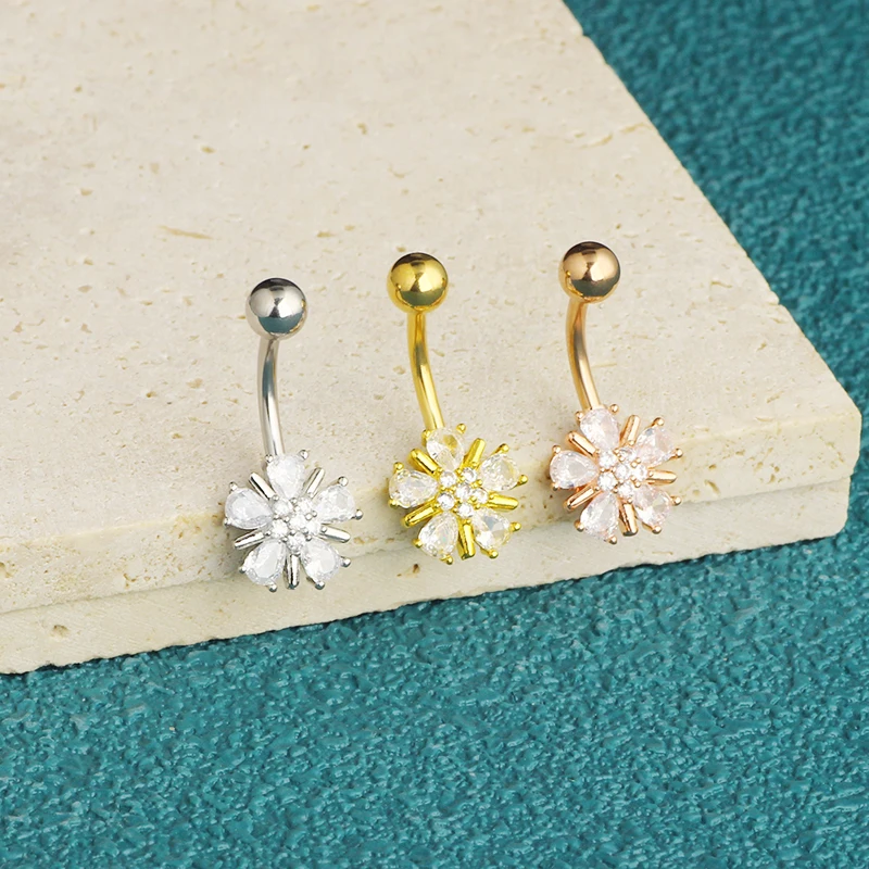 wholesales 14G Belly Button Piercing Navel Ring 316L Surgical Stainless Steel CZ Belly Piercing Ombligo Jewelry for Women mix 3
