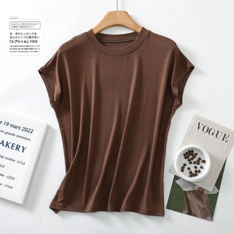 Sleepwear Lingerie Sleepwear Lingerie Set Women Crop Tees New Summer Short Sleeve Top Pajamas Pure Cotton Round Neck Sleeveless T-shirt Women's Loose Large Solid Home Furnishing