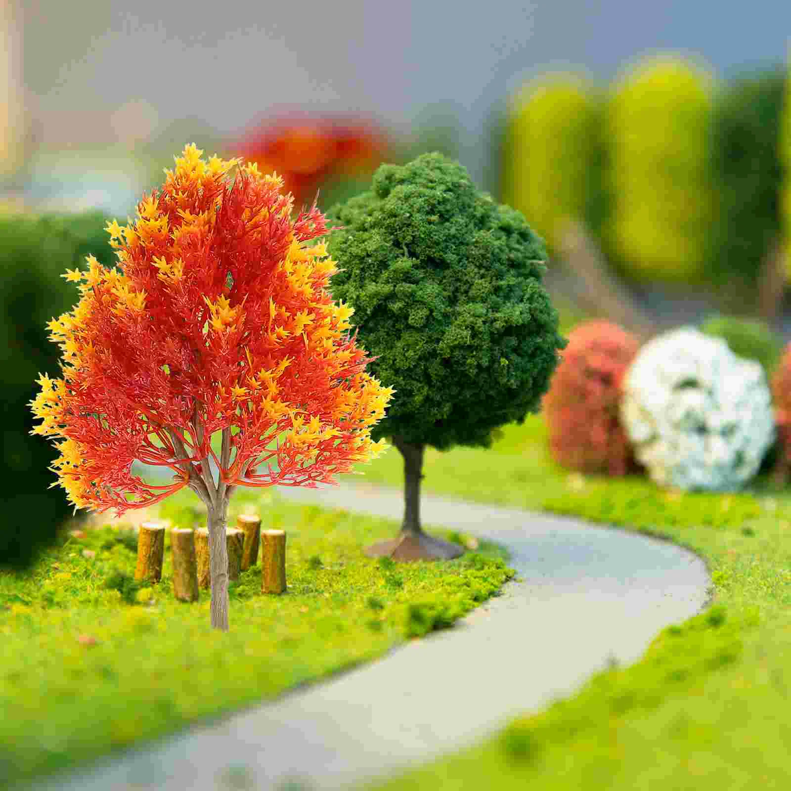 

4pcs Artificial Maple Trees Landscape Tree Orange Color Leaves Tree Sand Table Scenery Layout Ornament 19cm 15cm 13cm 10cm