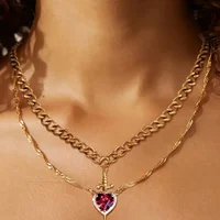 LATS 2pcs Can Be Assembled Heart and Sword Zircon Pendant Necklace for Women Men Couple Silver Gold Plated Choker Chain Jewelry - Image 5