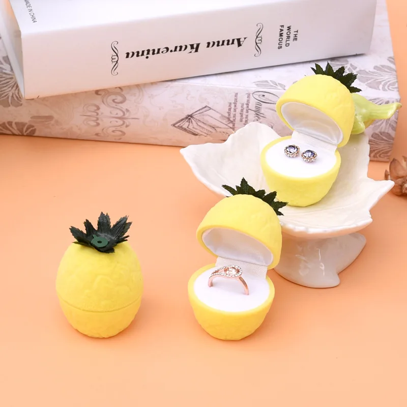 

Cute Fruit Jewelry Box Pineapple Ring Earring Box Jewelry Packaging Box Children Toy Wedding Ring Storage Box Women Accessories