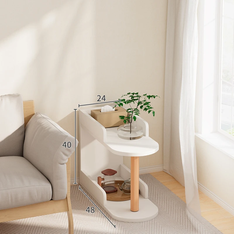 

2 Tiers Narrow Side Table, Coffee Table, Space Saving End Table, Telephone Table for Hallway, Living Room, Wood, Easy Assembly