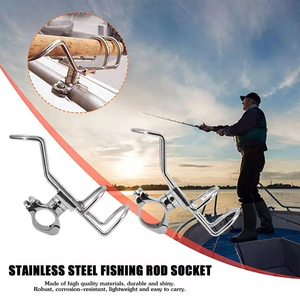 316 Stainless Steel Fishing Rod Holder Rail Mount 25mm/32mm Dia. Marine Boat Corrosion-Resistant