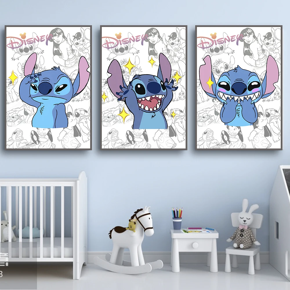 Disney Lilo & Stitch Pintura Em Tela Arte Da Parede Cartazes E Cópias  Disney Desenhos Animados Imagens Para O Quarto Do Miúdo Decoração De Casa -  Pintura E Caligrafia - AliExpress