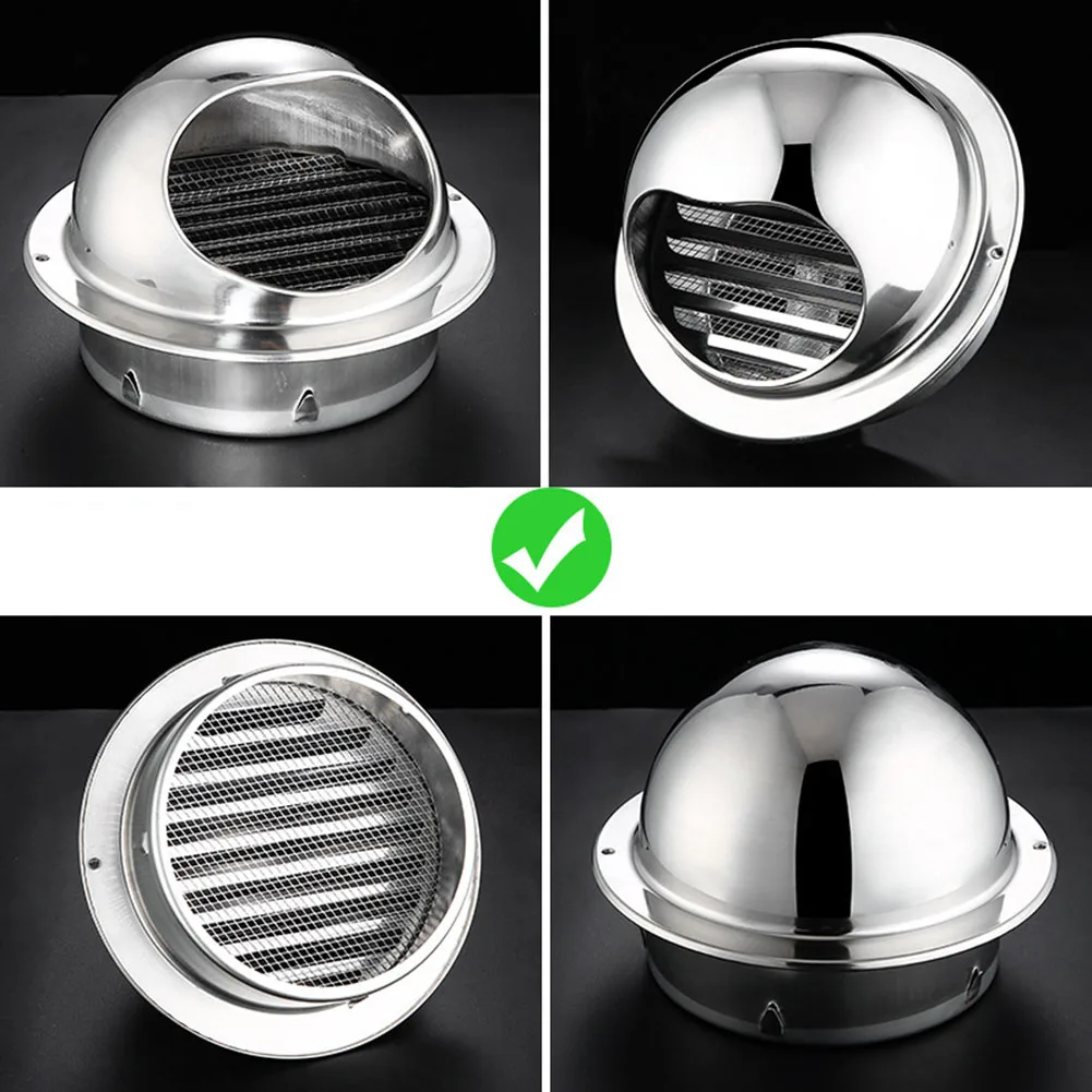 

Stainless Steel Exterior Wall Air Vent Grille Round Ducting Ventilation Grilles Heating Cooling Vent Cover Air Vent Cap
