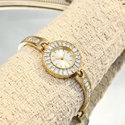 Opulent Gem - Studded Gold Watch for Women: Elevate Your Style with Vintage Glamour (Golden white)