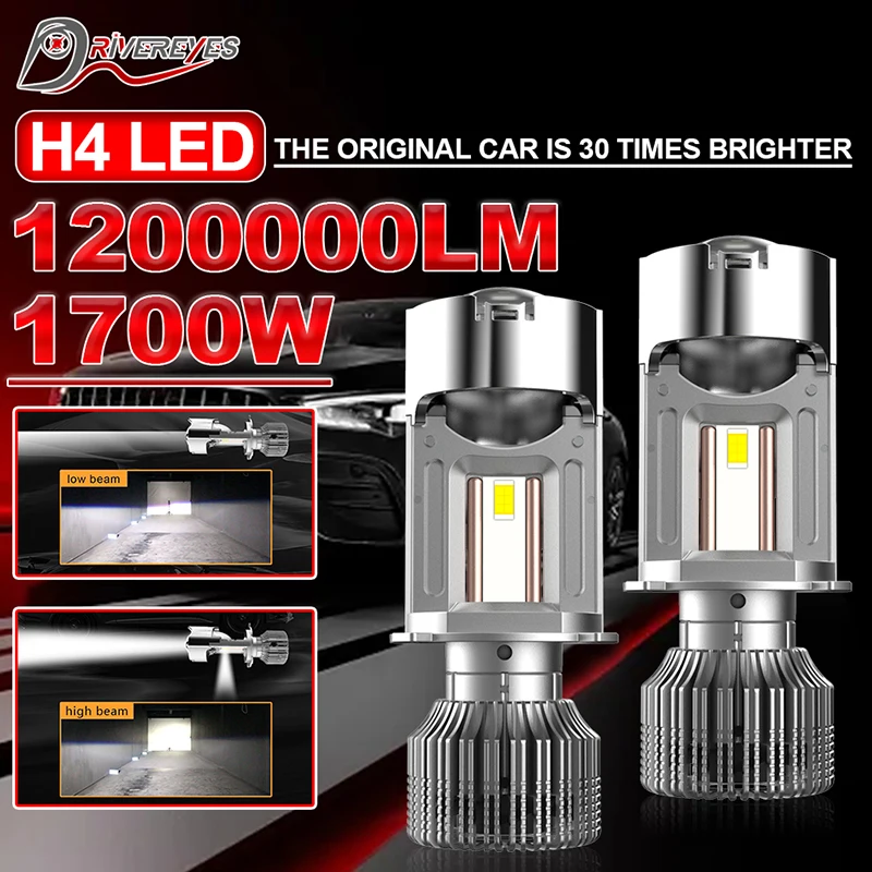 터보 선풍기 자동차 조명 LED 프로젝터 렌즈, 캔버스 H4 Bi LED HD 렌즈, LHD 7535 CSP STG 다이오드, 6500K 화이트, 1200000LM, 1700W, 12V, 24V