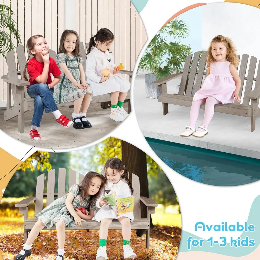 Chair 2-Seat - Children's Outdoor Chair with High Backrest, Arm Rest, 300 Lbs Capacity, Wood Double Loveseat 4