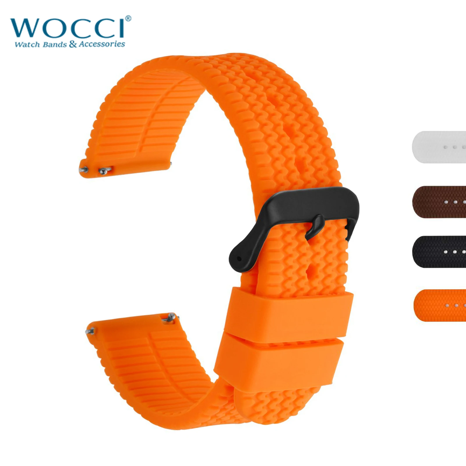 

WOCCI Silicone Watch Strap 18mm 20mm 22mm Premium Watchbands for Men Women Quick Release Orange Black Brown White Replacement