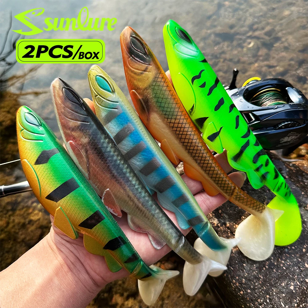 Weicher T-förmiger Schwanzköder, künstliche Schwimmköder für Süß- und Salzwasser, Forellen, Barrakuda, Outdoor-Angelköder, 2 Stück, 15/20 cm