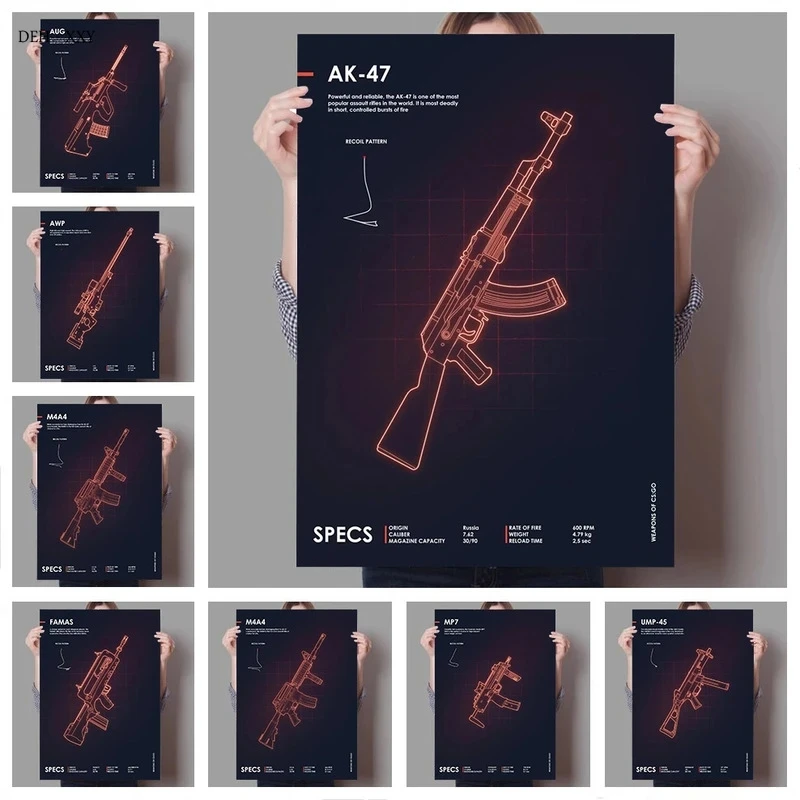 Carteles-impresos-en-lienzo-de-pistola-de-ne-n-de-Famas-Cs-Go-Cool-Gun ...