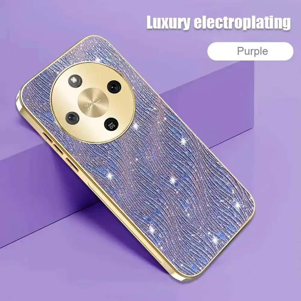 Glitter Electroplating Ripple Pattern Anti-Fall Case with Skin Feel Finish