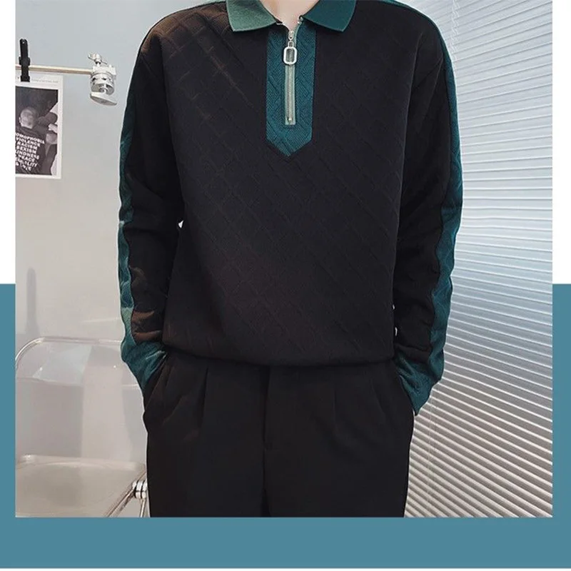 Autumn Winter KPOP Fashion Style Harajuku Slim Fit Tops Loose Casual All Match T-shirts Insert Zipper Long Sleeve Sweatshirt