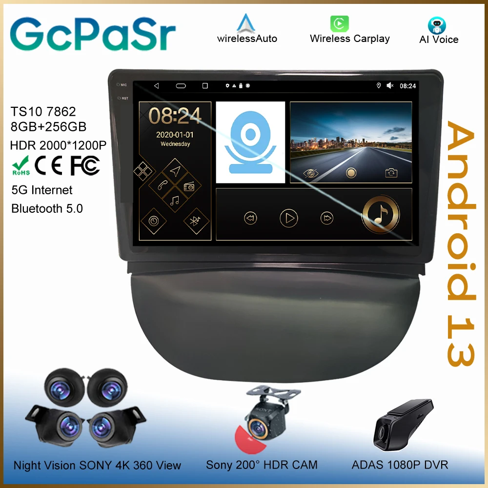 Auto Android 13 Per Renault Combo 2009 2010 2011 2012 Radio Stereo Head Unit Lettore Multimediale Navigazione Gps Schermo Qled No 2Din