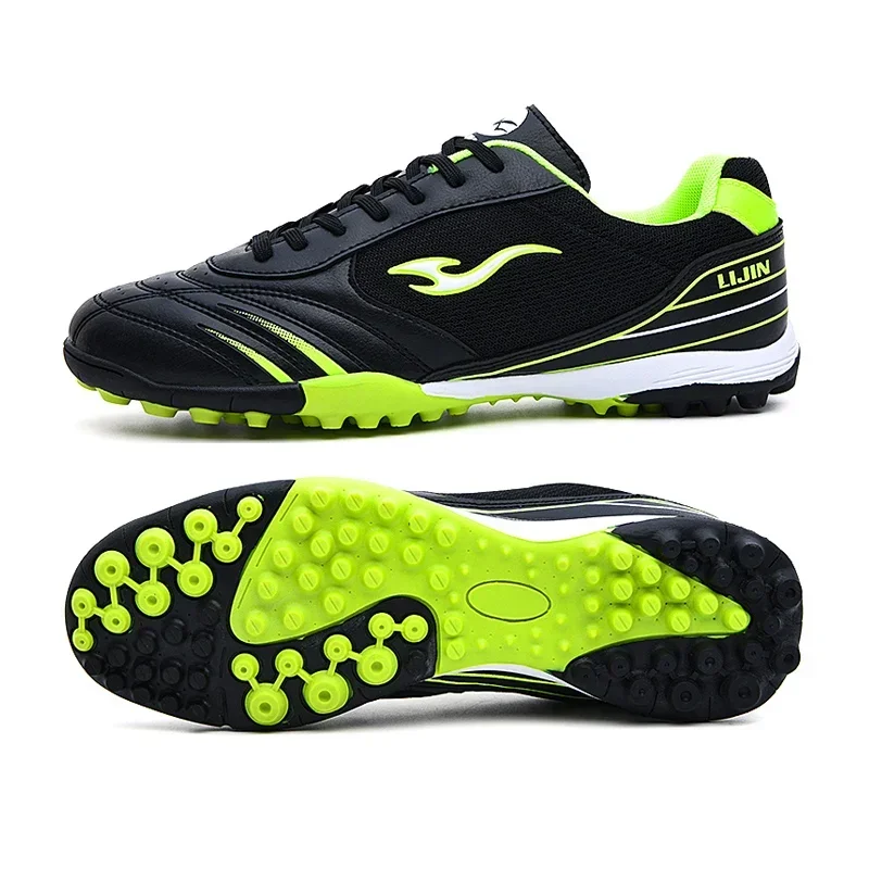 Men Soccer Shoes Intdoor Original Male Boys Gym Training Shoes Black Green Man Kid Cleats TF Football Shoes Boots Big Size