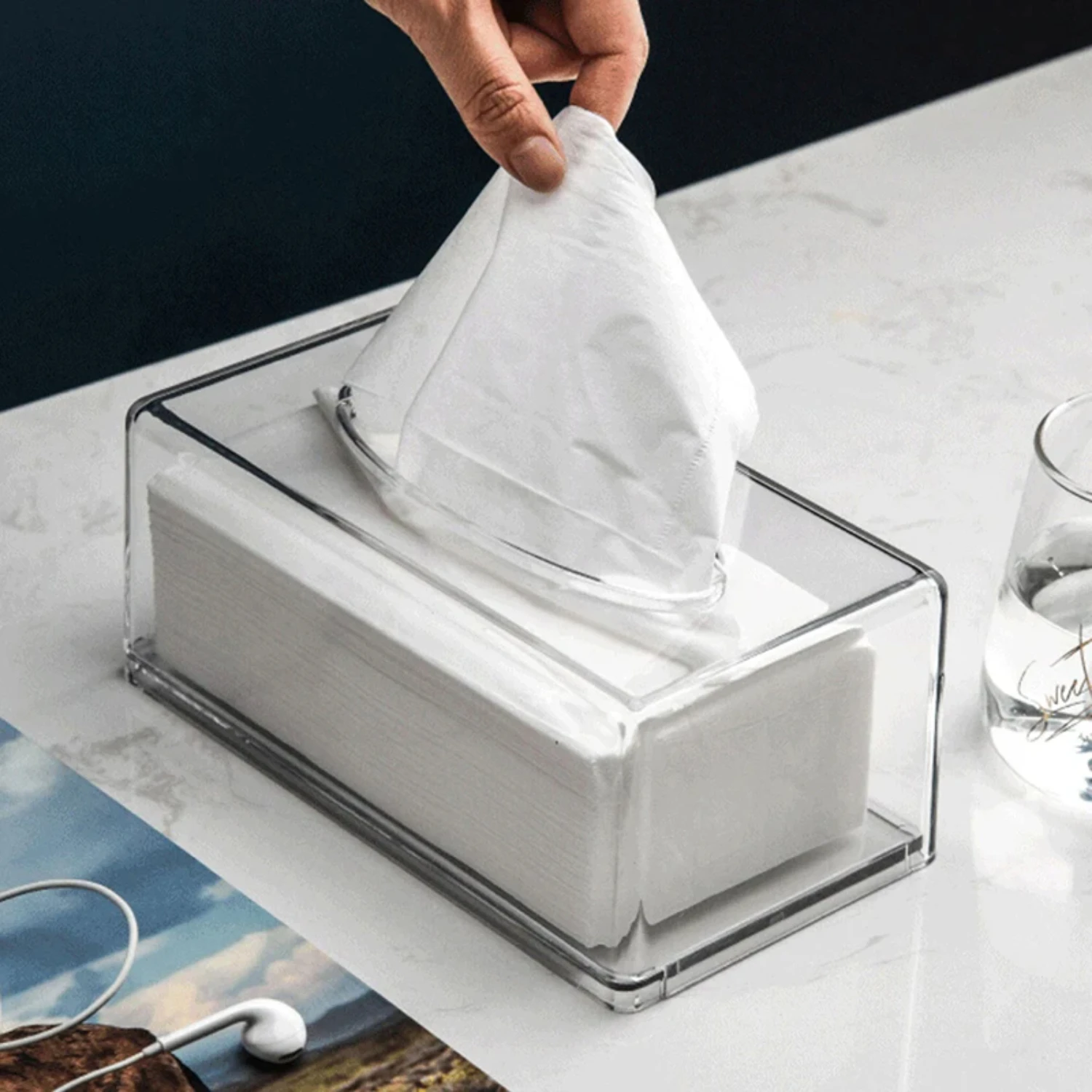 Acrylic Clear Tissue Holder Dispenser Box Elegant Car Office Desktop Napkin Organizer Stylish Tissue Box Holder tissue box,tissue dispenser,napkin holder