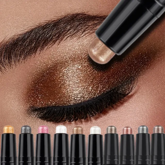 Shimmer Brown Double Head Eyeshadow Stick Colorful High Waterproof Cream Eyes Shadow Pencil Long Lasting Makeup Cosmetic