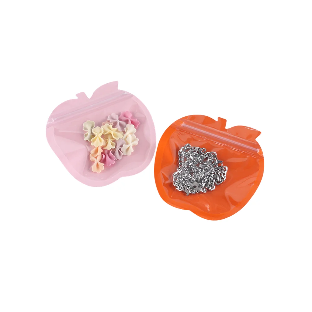 50 stücke 10x10cm süße Äpfel wieder versch ließbare Tasche klare Zip-Lock-Verpackungs beutel für Schmuck Small Business Party begünstigt Speicher zubehör – Detail 5
