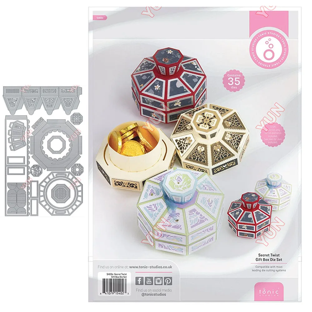 

New Christmas Gift Secret Twist Gift Box Metal Cutting Dies Be Used for for Kids Birthday Gifts New Year Decor Home Decor Molds