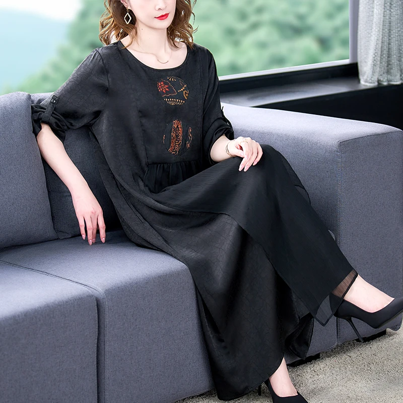Womens Clothing Dresses Casual and summer maxi dresses Aglini Silk Long Dress in Black 