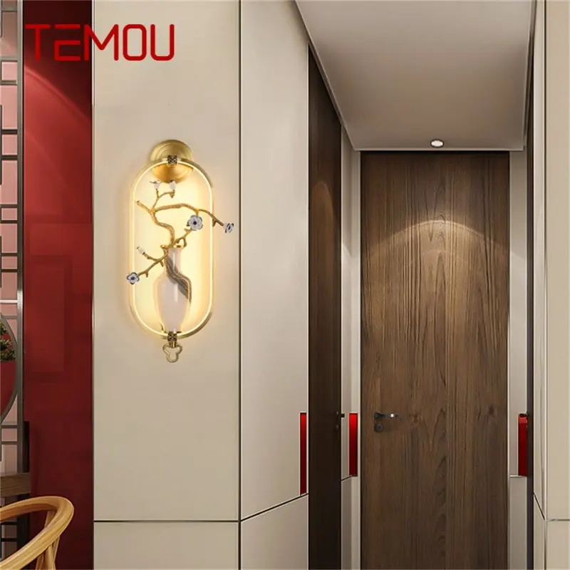 

TEMOU LED Indoor Wall Lamps Luxury Brass Sconces Modern Wall Light Fixture Home Decorative for Bedroom Living Room Office