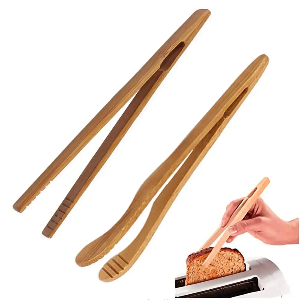 Tea Tweezer Bacon Tea Clip Tongs Bamboo Salad Food Toast Bend Clip Straight Clips Kitchen Accessories Teaware