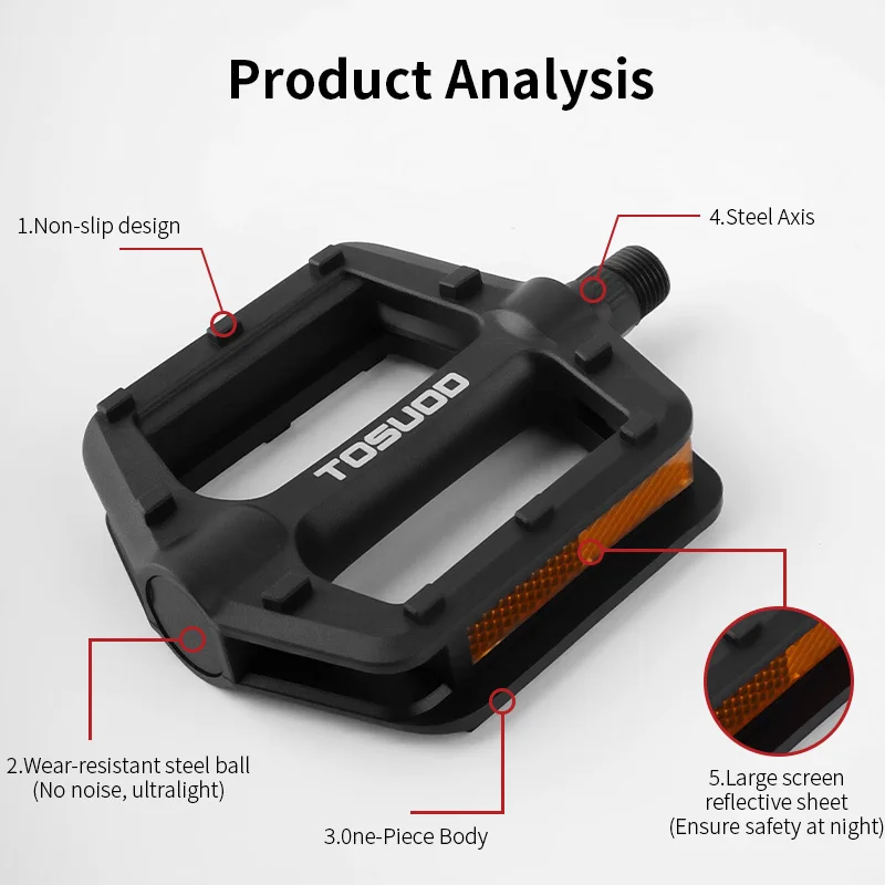 TOSUOD ABSJT-01 Bicycle Pedals Lightweight Anti-Slip Plastic MTB Road Bike - Image 4