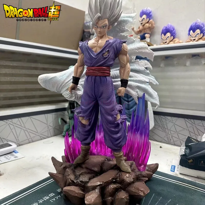 

35cm Dragon Ball Z White God Berst Cloak Son Gohan Gk Figure Pvc Led Statue Action Figurine Model Collection Doll Toys Gift Kids