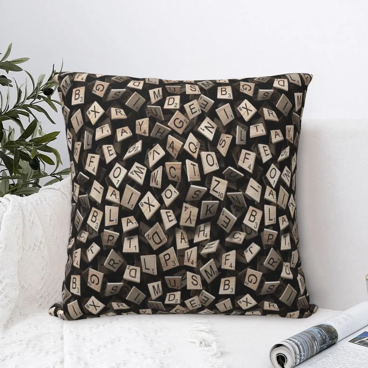 Scrabble Tile Madness 2 Pillow Case Pillow Cover Sofa Dakimakura Throw