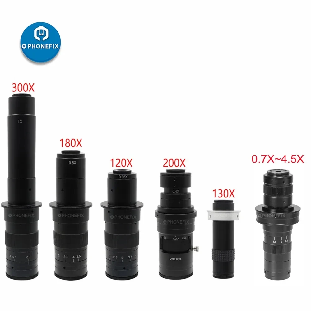 

Регулируемый 180X 120X 300X 200X 130X зум C крепление объектива 0.7X ~ 4.5X увеличение 25 мм для HDMI USB промышленный видеомикроскоп камера