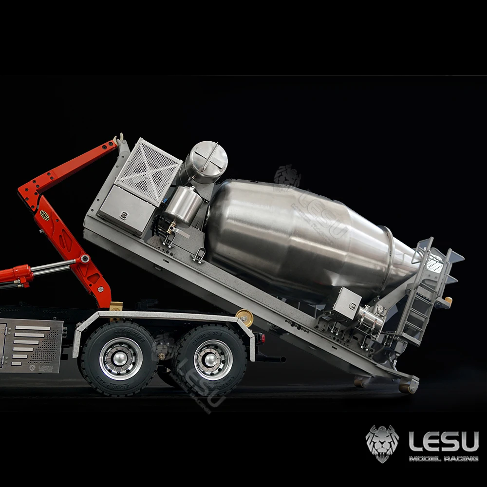 Lesu Betoniera In Metallo Per 1/14 Rc Idraulico Roll On/Off Dumper Trucks Engineering Vehicle Model Hobby Toy Part Th21460