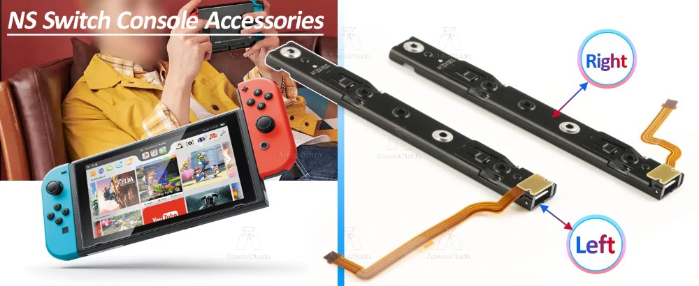 Konsolenschiebeschiene für Switch Premium-Ersatzset Konsole mit Sensor-Flexkabel Links/Rechts Metallschiene Langlebige Reparaturteile – Detail 1