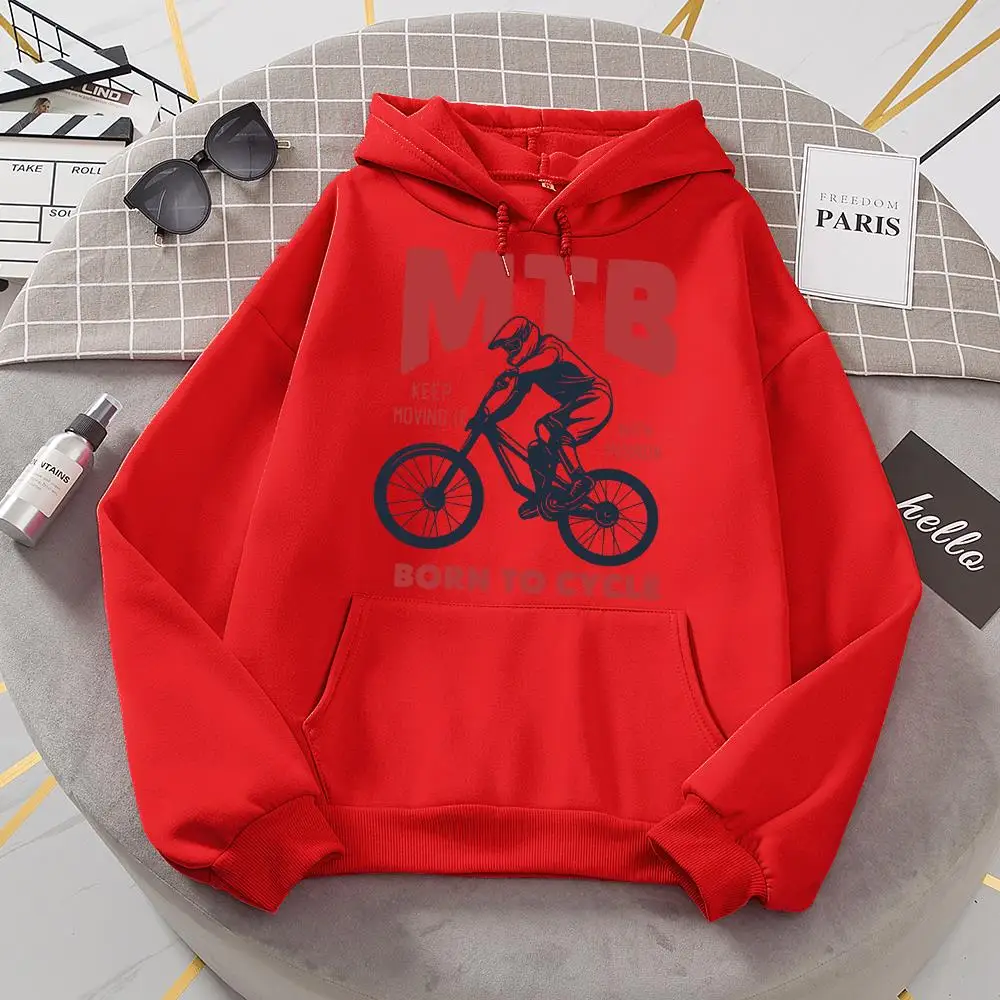 

Mtb Keep Moving It With Passion Born To Cycle Woman Sweatshirt Casual Loose Hooded Fashion Oversize Hoodies Autumn Soft Clothing