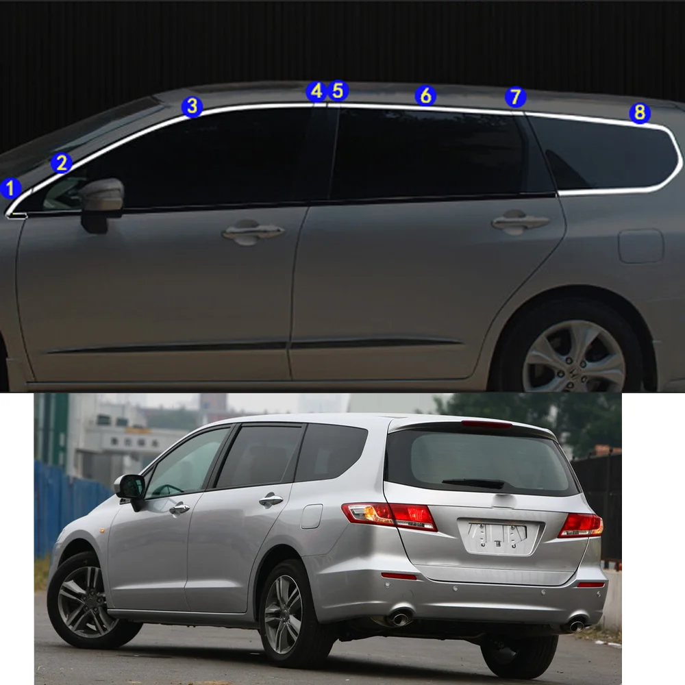 

For Honda Odyssey 2009 2010 2011 2012 2013 2014 Car Sticker Garnish Pillar Window Middle Strip Trim Frame Hoods Parts