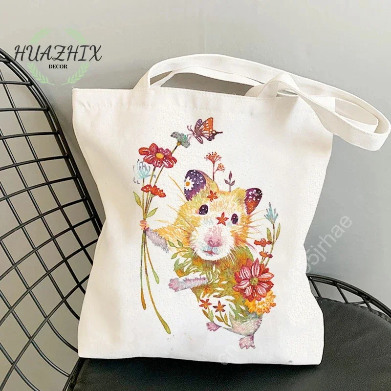 

Cat Shopping Bag Shoulder Bags Shopping Tote Bags High Capacity Canvas with Handle Eco Foldable Girl Reusable Casual Handbags