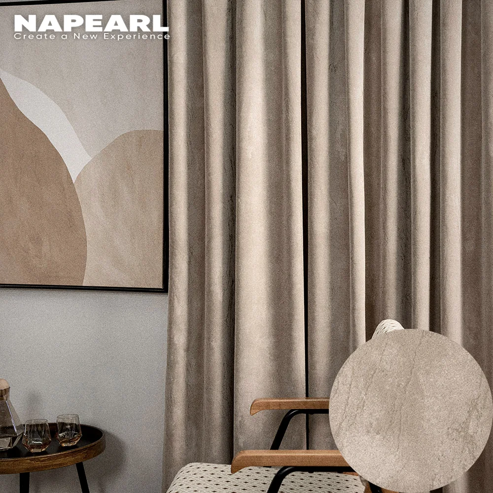 Velvet Bronzing Luxury Curtains Windows Blackout Stylish Minimalist Modern Style Gilding Curtains for Living Room Home Decor