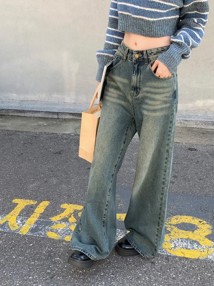 

Slergiri New American Street Baggy Jeans 2024 Spring Women's Fashion Vintage Boyfriend Loose High Waisted Wide Leg Pants