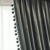 High-end European Velvet Curtains for Living Room Bedroom Solid Color Blackout Velvet Finished Product Customized Fur Ball Lace 4