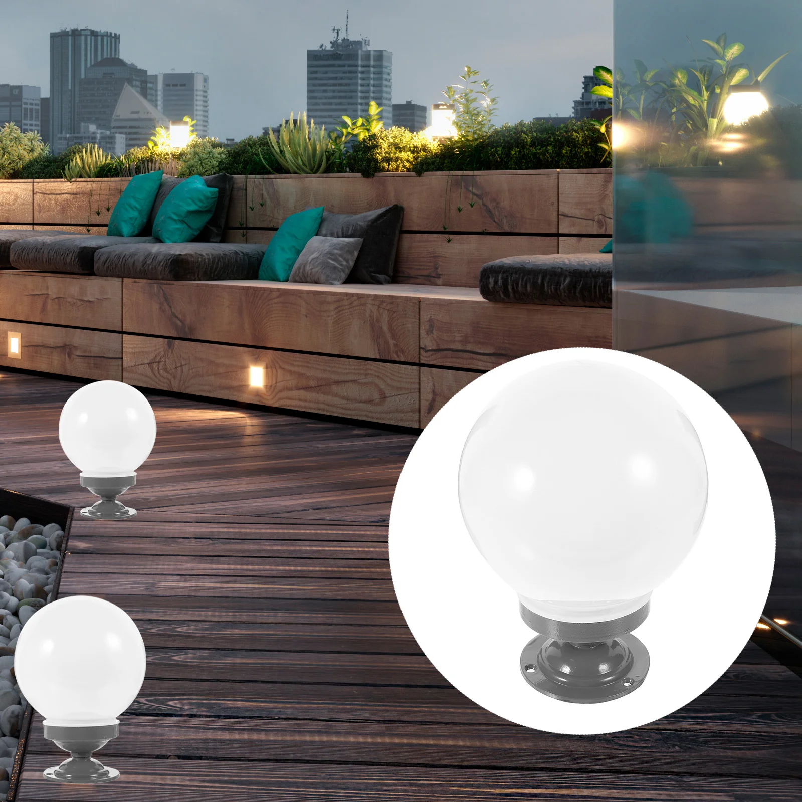 

Garden Globe Lampshade Outdoor Light Covers Shades Ball Acrylic Aluminum Wall Replacement Post Mount Patio