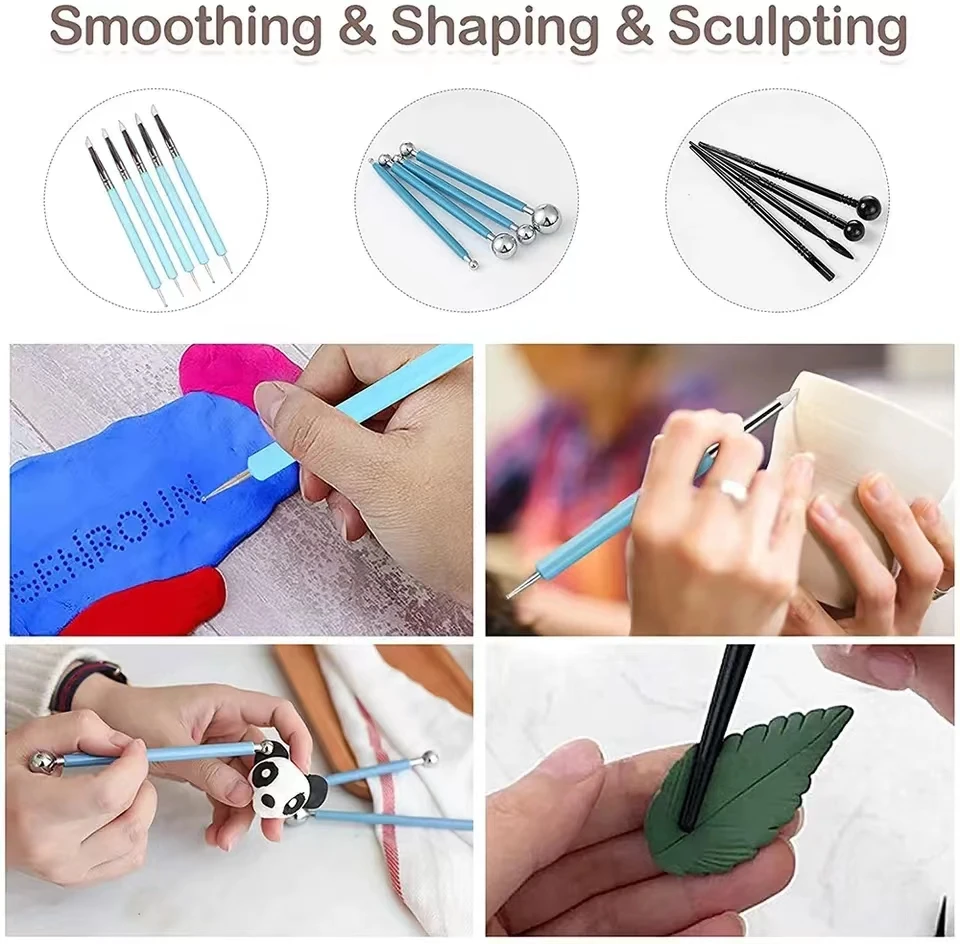 Modeling Clay Tools Set Clay Sculpting Tools Ball Stylus Tools Silicone Tip Pens Pottery Carving Tools Ceramic Dotting Tools